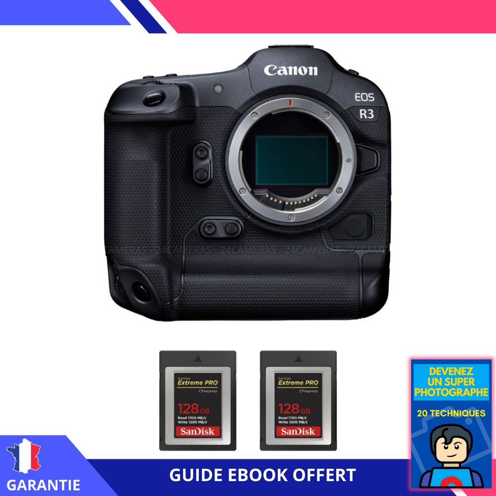 Canon EOS R3 Nu + 2 x SanDisk 128Go Extreme PRO CFexpress Type B + Ebook 'Devenez un Super Photographe'