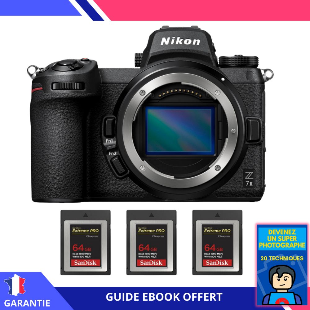 Nikon Z7 II Nu + 3 SanDisk 64GB Extreme PRO CFexpress Type B + Ebook 'Devenez Un Super Photographe'