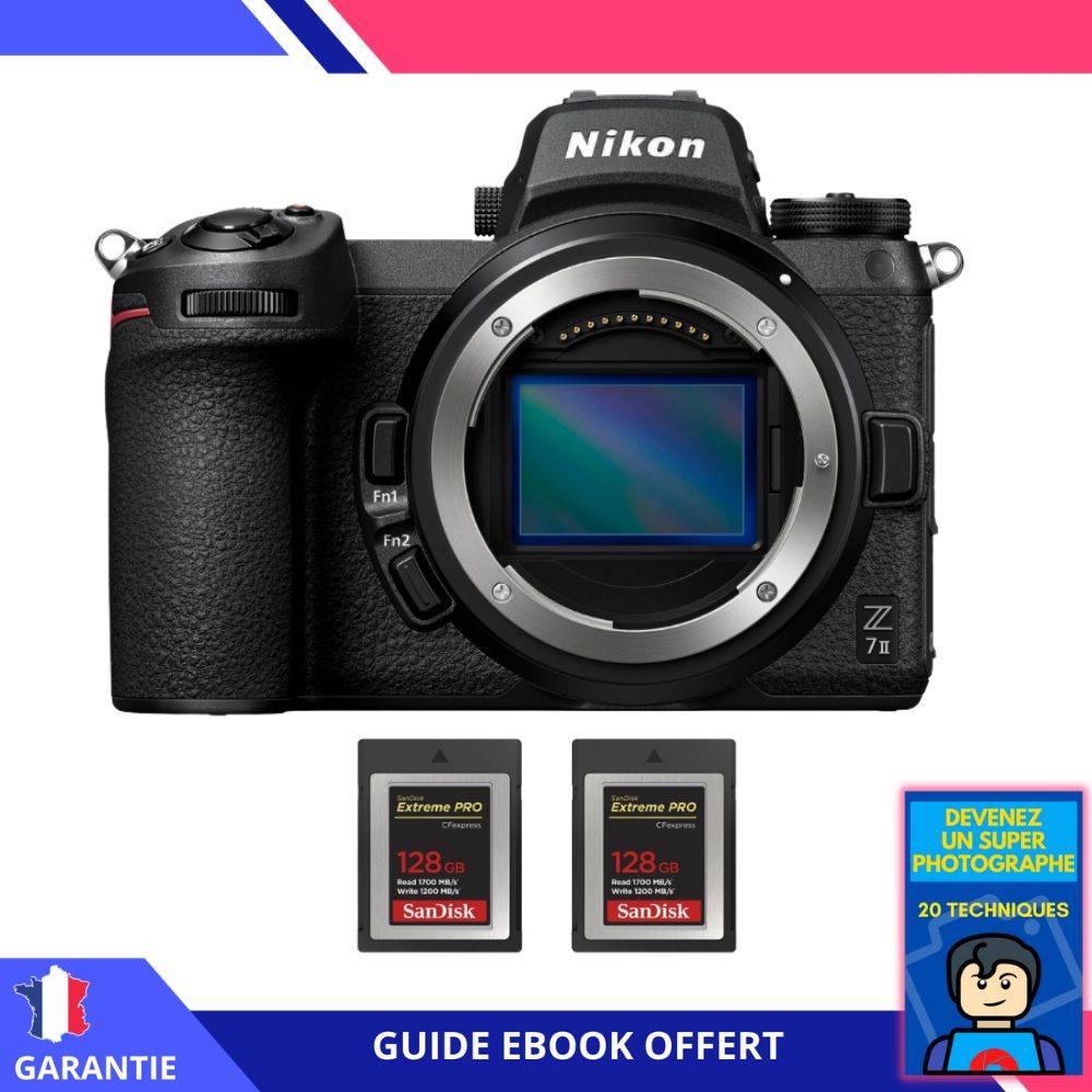 Nikon Z7 II Nu + 2 SanDisk 128GB Extreme PRO CFexpress Type B + Ebook 'Devenez Un Super Photographe'