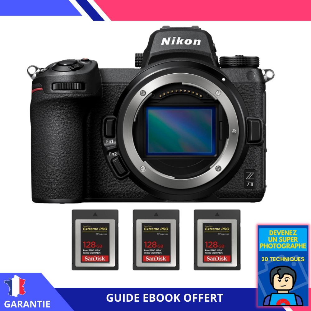 Nikon Z7 II Nu + 3 SanDisk 128GB Extreme PRO CFexpress Type B + Ebook 'Devenez Un Super Photographe'