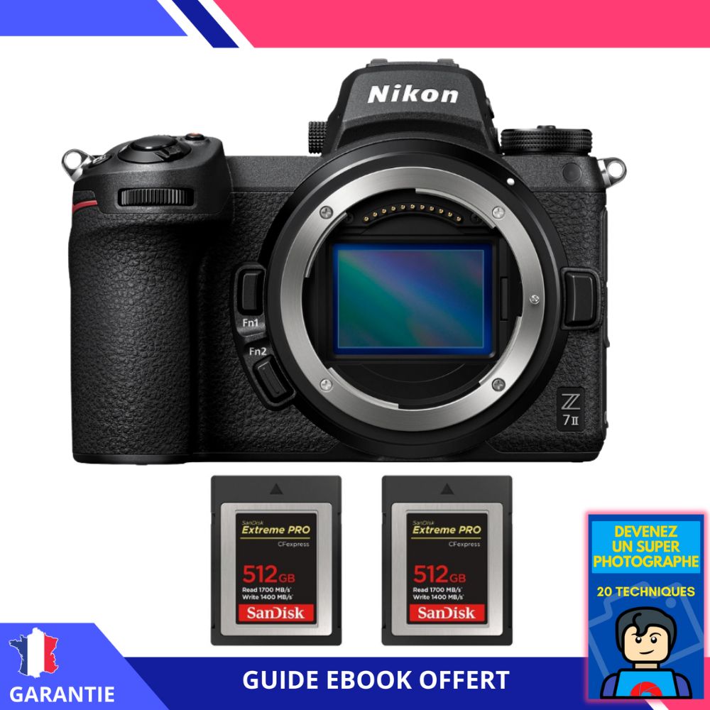 Nikon Z7 II Nu + 2 SanDisk 512GB Extreme PRO CFexpress Type B + Ebook 'Devenez Un Super Photographe'