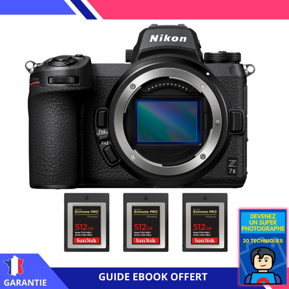 Nikon Z7 II Nu + 3 SanDisk 512GB Extreme PRO CFexpress Type B + Ebook 'Devenez Un Super Photographe'
