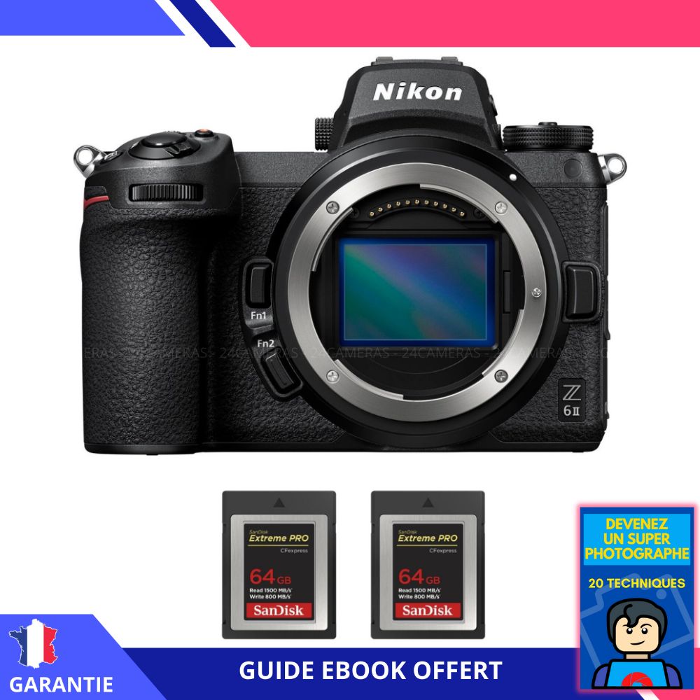 Nikon Z6 II Nu + 2 SanDisk 64GB Extreme PRO CFexpress Type B + Ebook 'Devenez Un Super Photographe'
