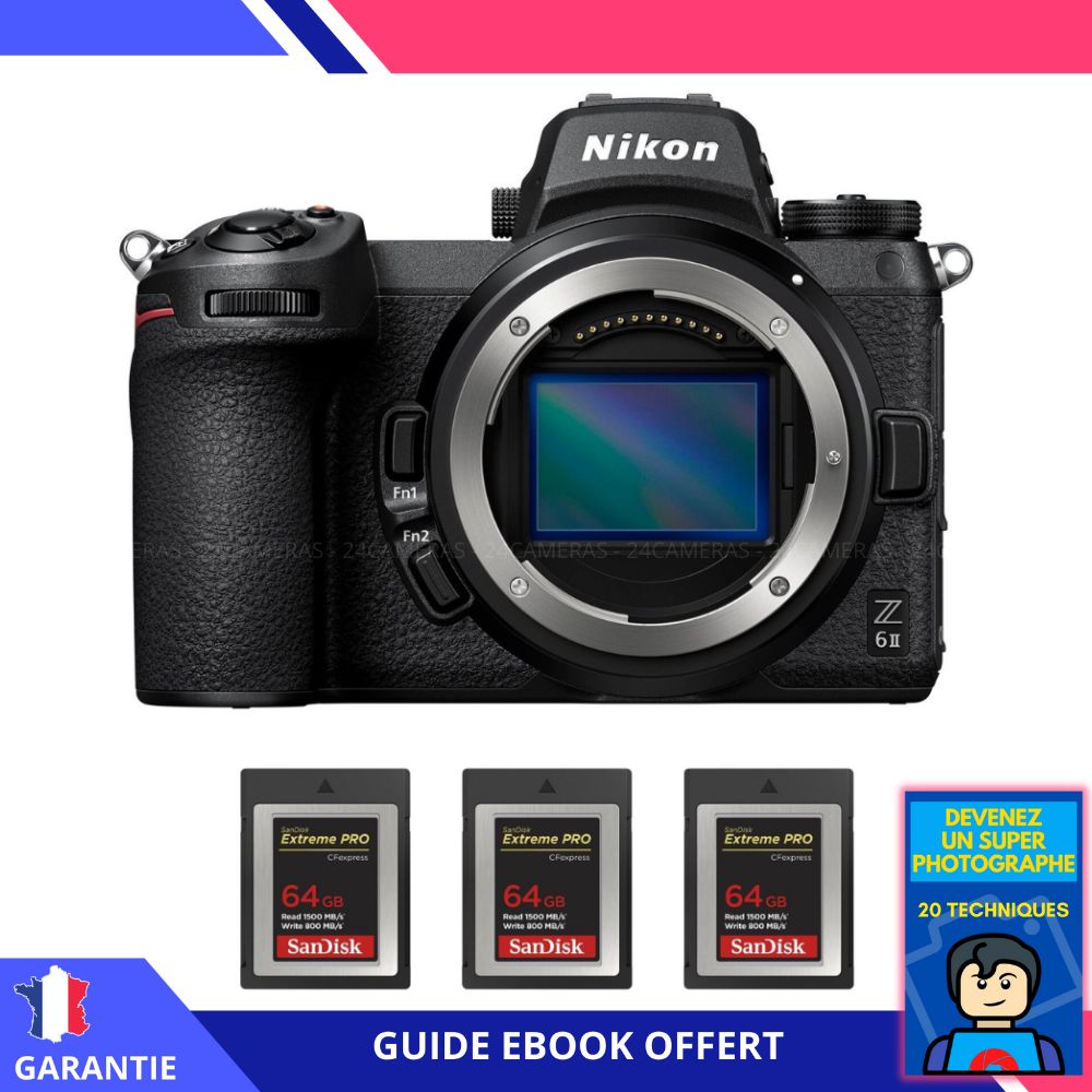 Nikon Z6 II Nu + 3 SanDisk 64GB Extreme PRO CFexpress Type B + Ebook 'Devenez Un Super Photographe'