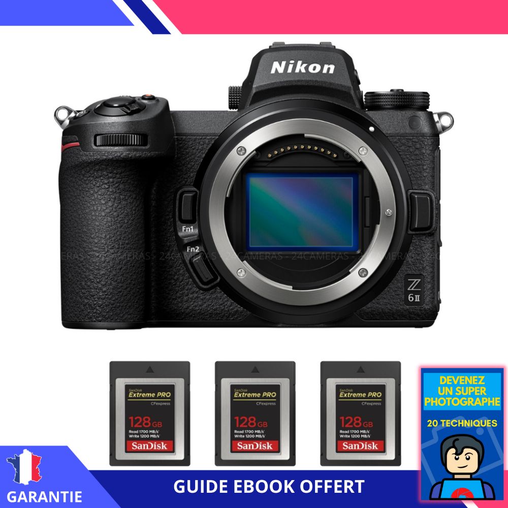 Nikon Z6 II Nu + 3 SanDisk 128GB Extreme PRO CFexpress Type B + Ebook 'Devenez Un Super Photographe'