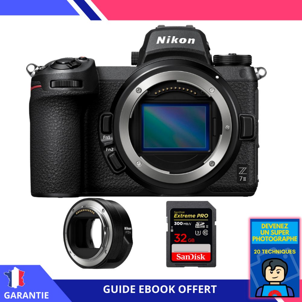 Kit Nikon Z7 II avec adaptateur FTZ II et carte SD 32 Go + ebook : Devenez un photographe exceptionnel