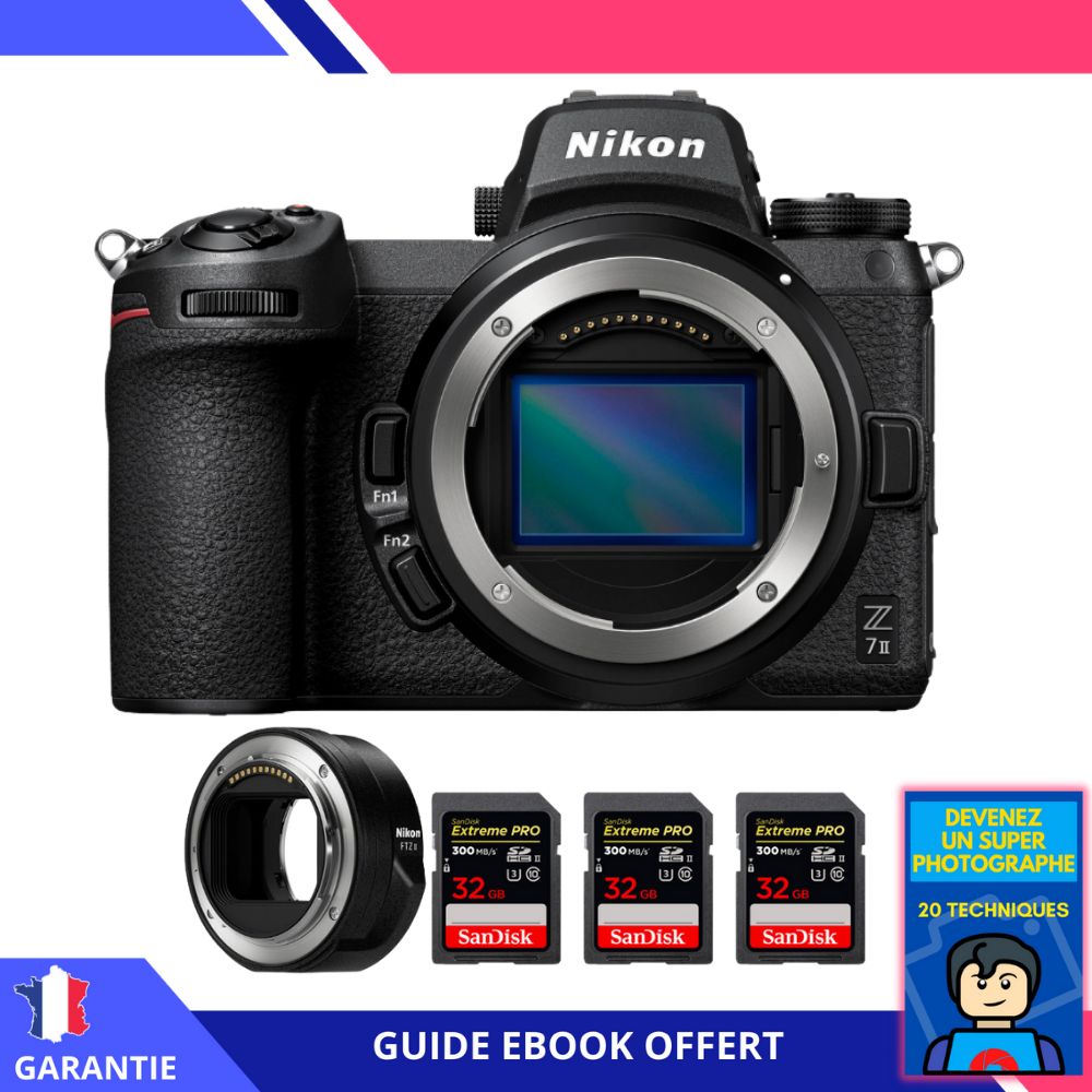 Nikon Z7 II + Nikon FTZ II + 3 tarjetas SanDisk 32GB Extreme PRO UHS-II SDXC 300MB/s + ebook 'Conviértase en un fotógrafo súper'