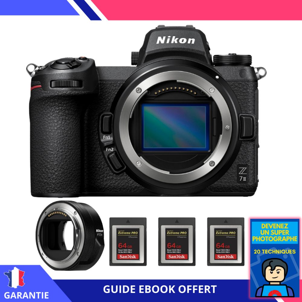 Kit Nikon Z7 II con adaptador FTZ II, 3x 64GB SanDisk Extreme PRO CFexpress Tipo B y ebook 'Conviértete en un fotógrafo super'