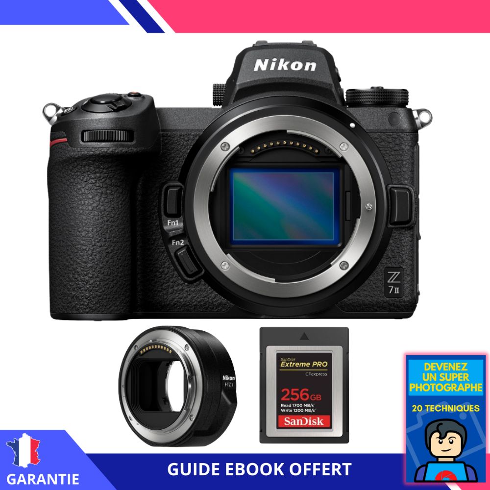 Kit Nikon Z7 II sin espejo con adaptador FTZ II, tarjeta SanDisk Extreme PRO CFexpress Tipo B de 256 GB y libro electrónico: Conviértete en un fotógrafo supremo