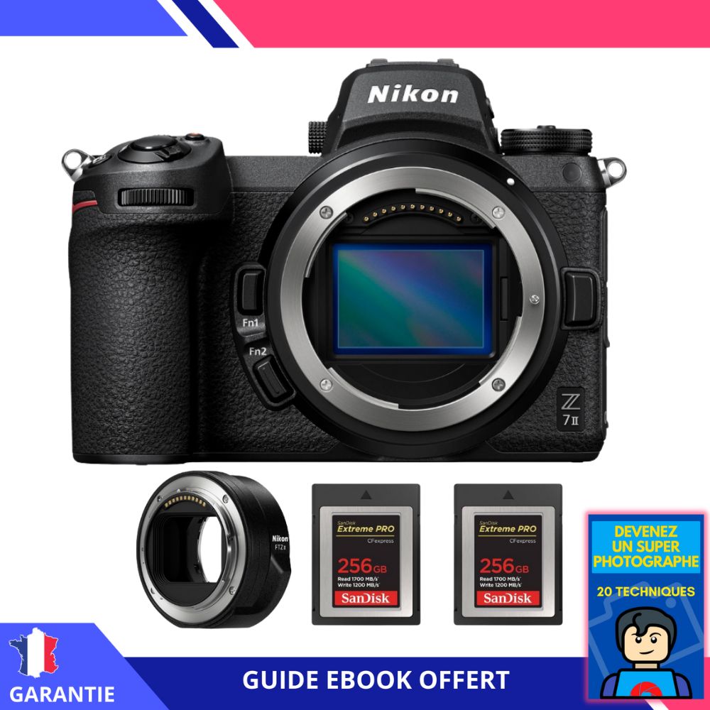 Nikon Z7 II + Adaptador FTZ II + 2x Tarjetas SanDisk 256GB Extreme PRO CFexpress Tipo B + Ebook 'Conviértete en un fotógrafo experto'