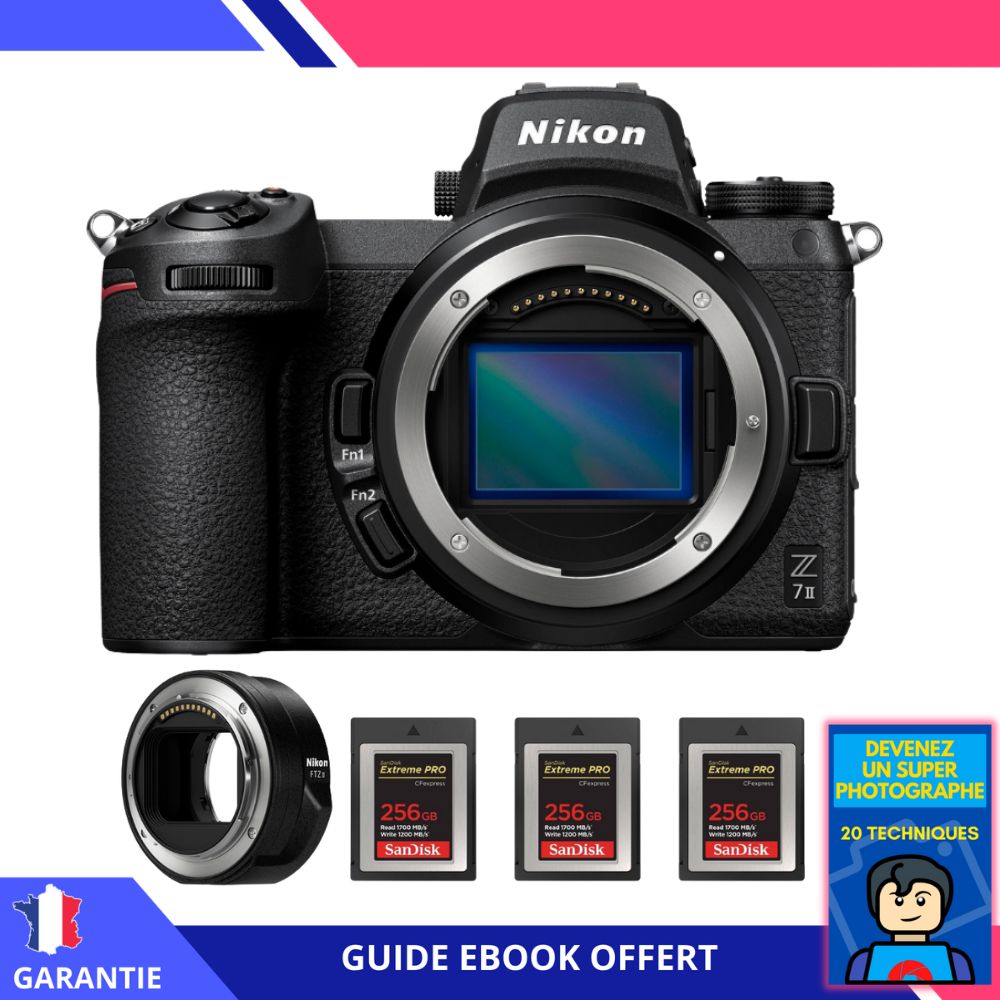 Nikon Z7 II + Adaptador Nikon FTZ II + 3 Tarjetas SanDisk 256GB Extreme PRO CFexpress Tipo B + Ebook 'Conviértete en un Fotógrafo Profesional'