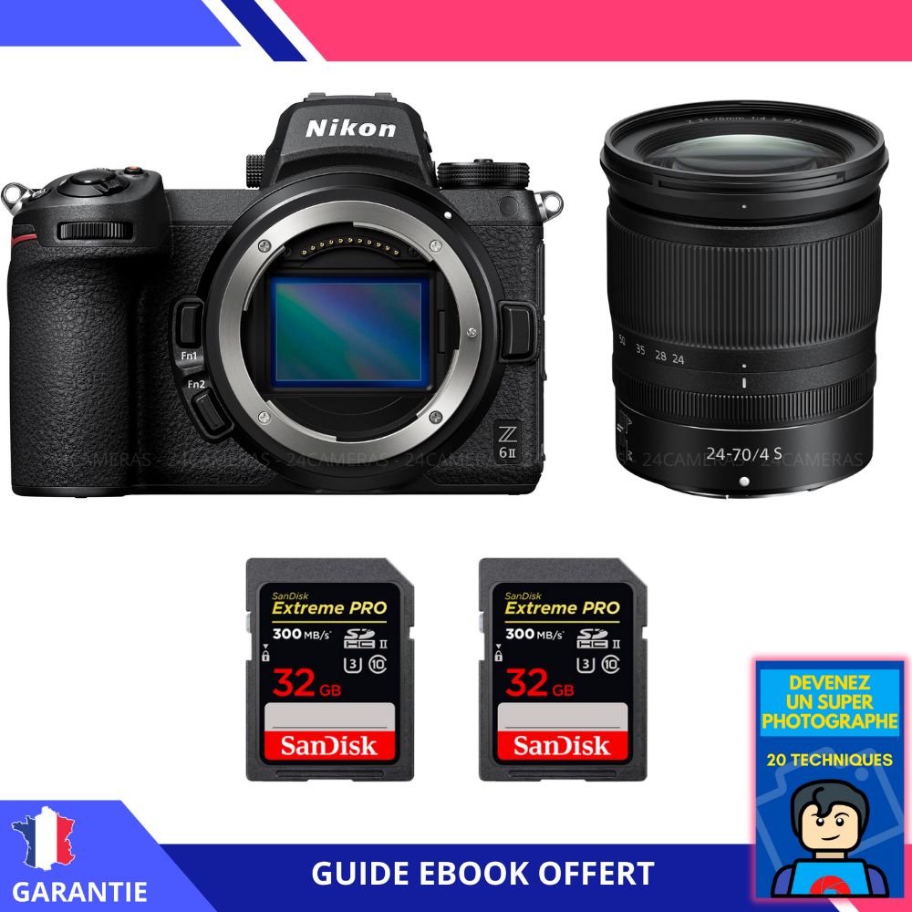 Nikon Z6 II + Z 24-70mm f/4 S Lens + 2x 32GB SanDisk Extreme PRO UHS-II SDXC Memory Cards + 'Become a Super Photographer' Ebook
