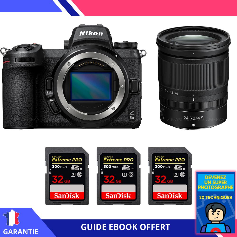 Nikon Z6 II Mirrorless Camera + Z 24-70mm f/4 S Lens + 3 SanDisk 32GB Extreme PRO UHS-II SDXC Cards