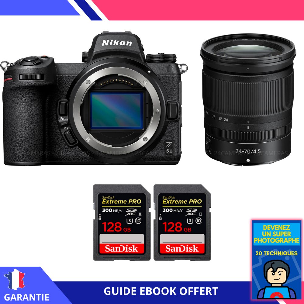Nikon Z6 II Mirrorless Camera + Z 24-70mm f/4 S Lens + 2x SanDisk 128GB Extreme PRO UHS-II SDXC Memory Cards