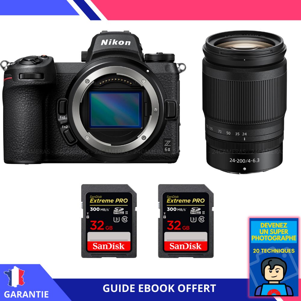 Nikon Z6 II Mirrorless Camera + Z 24-200mm f/4-6.3 VR Lens + 2 SanDisk 32GB Extreme PRO UHS-II SDXC Cards