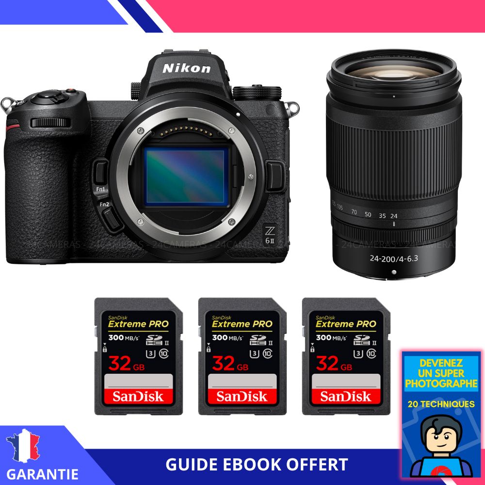 Nikon Z6 II DSLR Camera + Z 24-200mm f/4-6.3 VR Lens + 3 SanDisk 32GB Extreme PRO UHS-II SDXC Cards + Ebook: Become a Super Photographer