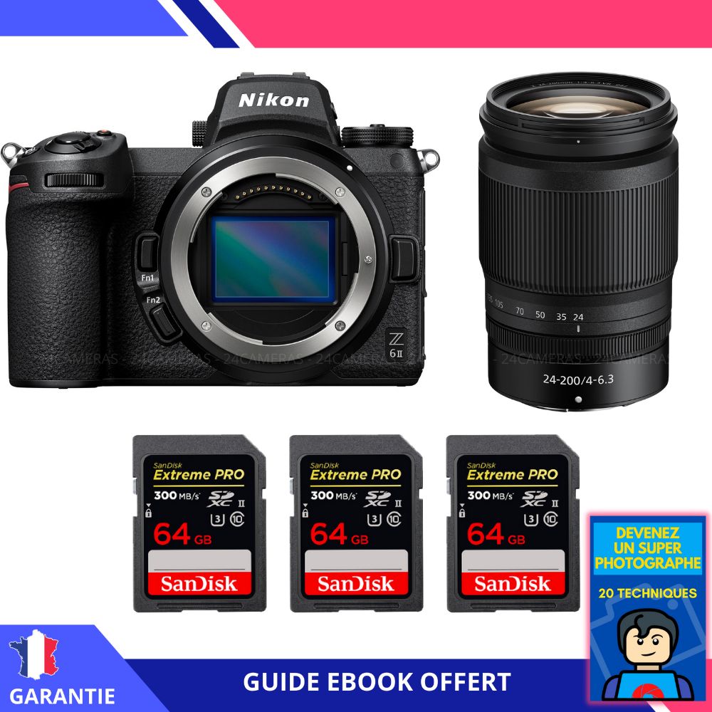 Nikon Z6 II Mirrorless Camera + Z 24-200mm f/4-6.3 VR Lens + 3 SanDisk 64GB Extreme PRO UHS-II SDXC Cards