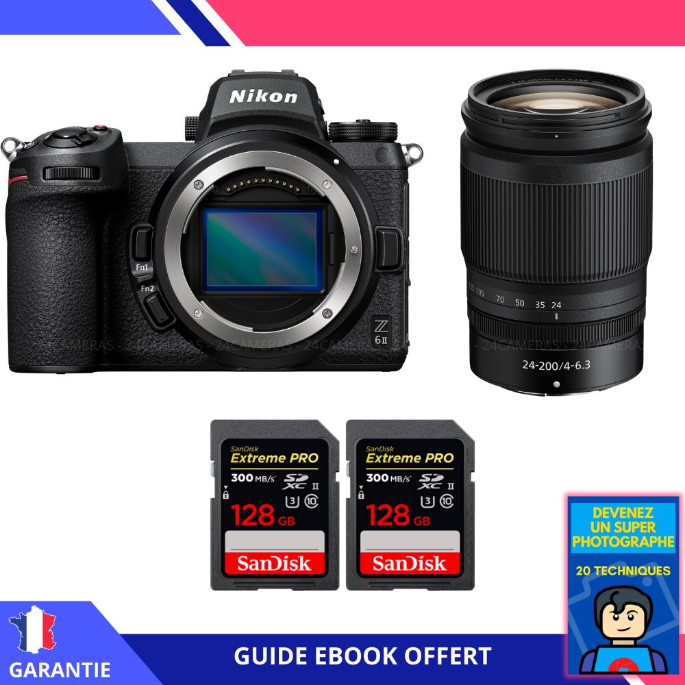 Nikon Z6 II Camera Kit with Z 24-200mm f/4-6.3 VR Lens + 2 SanDisk 128GB Extreme PRO UHS-II SDXC Cards