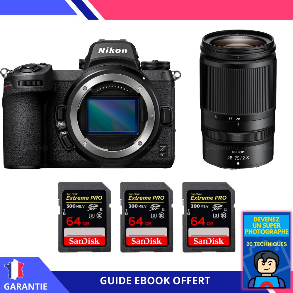 Nikon Z6 II Mirrorless Camera + Z 28-75mm f/2.8 Lens + 3 SanDisk 64GB Extreme PRO UHS-II SDXC Cards