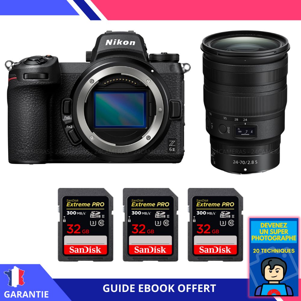 Nikon Z6 II Mirrorless Camera Kit with Z 24-70mm f/2.8 S Lens + 3 SanDisk 32GB Extreme PRO UHS-II SDXC Cards