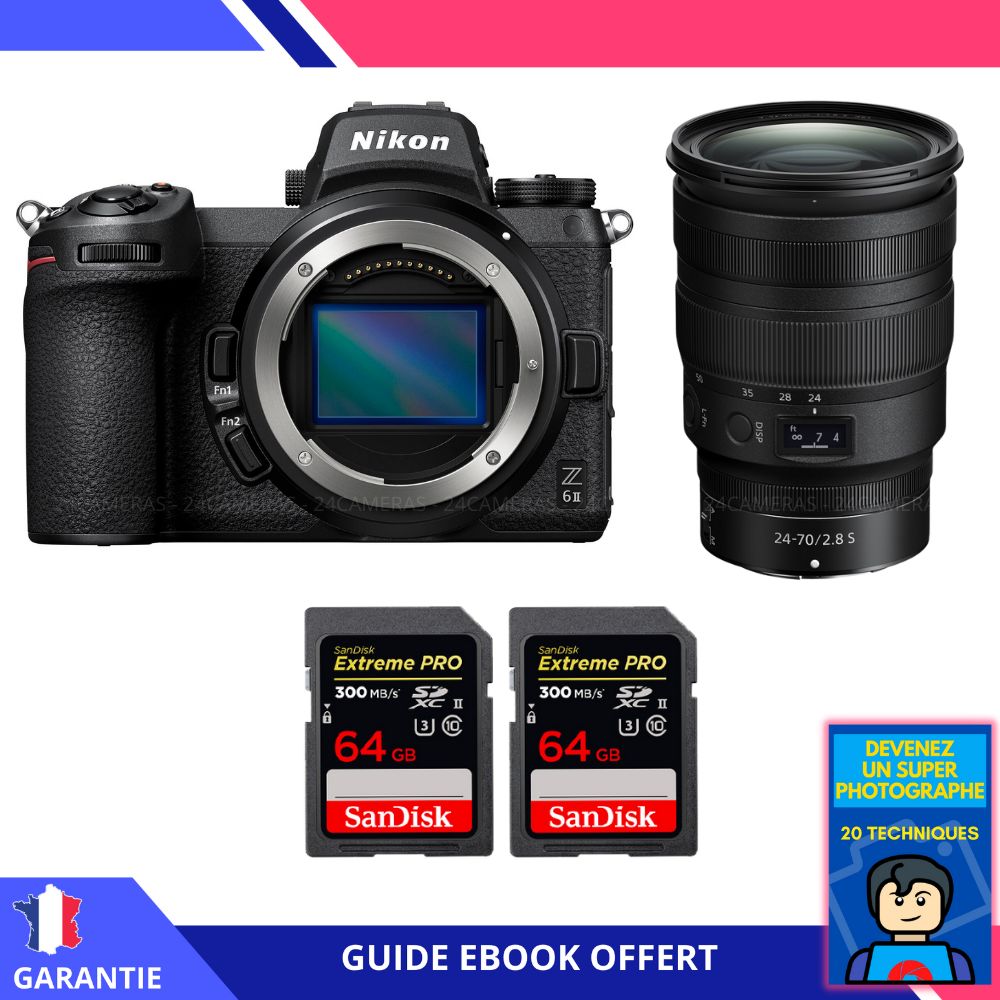 Nikon Z6 II Mirrorless Camera + Z 24-70mm f/2.8 S Lens + 2x 64GB SanDisk Extreme PRO UHS-II SDXC Cards