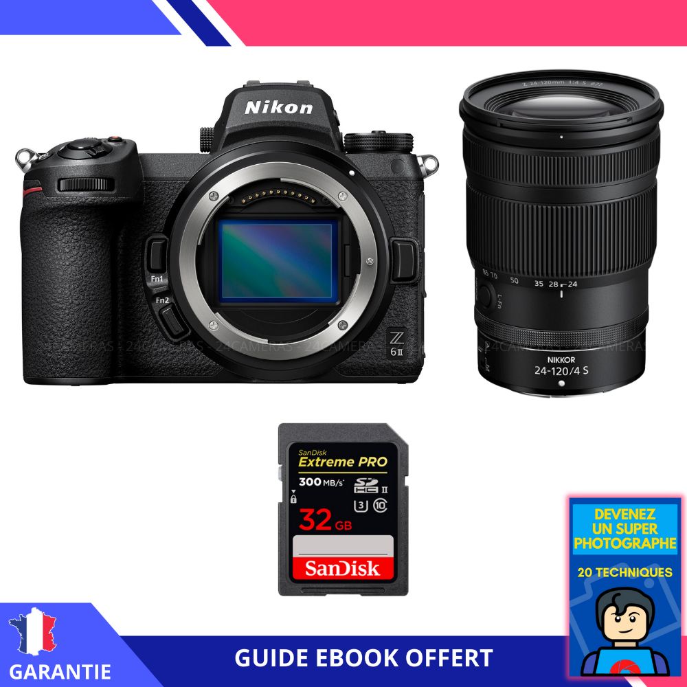 Nikon Z6 II Mirrorless Camera with Z 24-120mm f/4 S Lens + 32GB SanDisk Extreme PRO UHS-II SDXC Card + Ebook: Become a Super Photographer