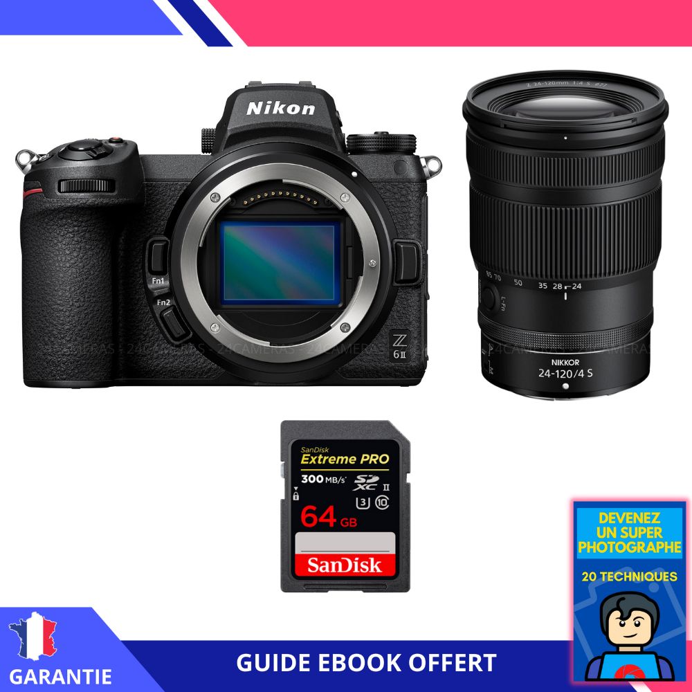Nikon Z6 II Mirrorless Camera with Z 24-120mm f/4 S Lens + 64GB SanDisk Extreme PRO UHS-II SDXC Card + 'Become a Super Photographer' Ebook