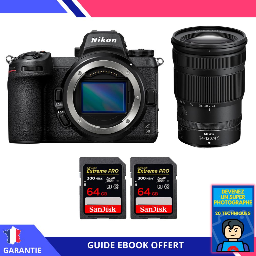 Nikon Z6 II + Z 24-120mm f/4 S Lens + 2x 64GB SanDisk Extreme PRO UHS-II SDXC Cards + 'Become a Super Photographer' Ebook