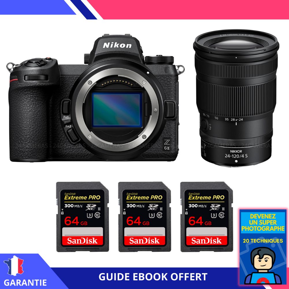 Nikon Z6 II Mirrorless Camera + Z 24-120mm f/4 S Lens + 3 SanDisk 64GB Extreme PRO UHS-II SDXC Cards