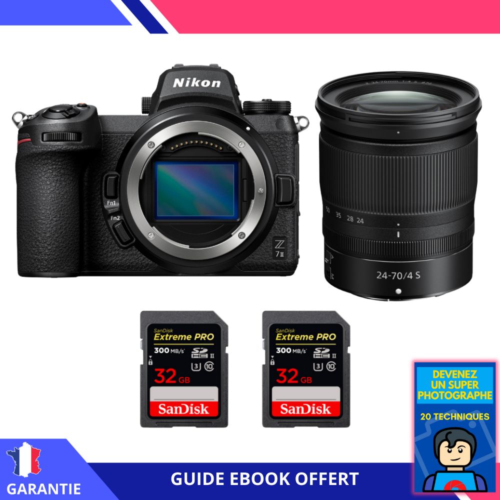 Nikon Z7 II Camera Kit with Z 24-70mm f/4 S Lens and 2x 32GB SanDisk Extreme PRO UHS-II SDXC Cards