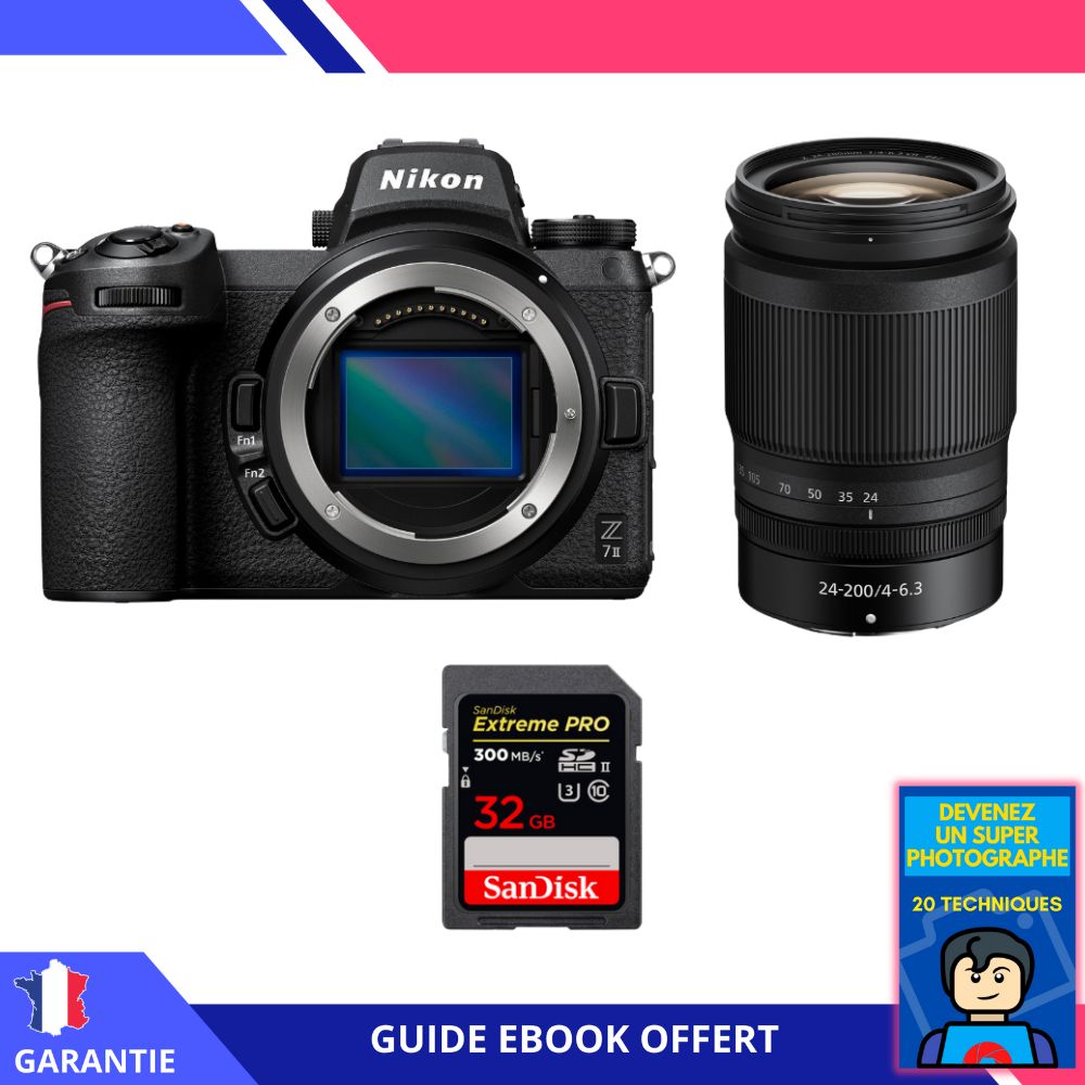 Nikon Z7 II + Z 24-200mm f/4-6.3 VR + 1 SanDisk 32GB Extreme PRO UHS-II SDXC 300 MB/s Memory Card + Ebook 'Devenez Un Super Photographe'