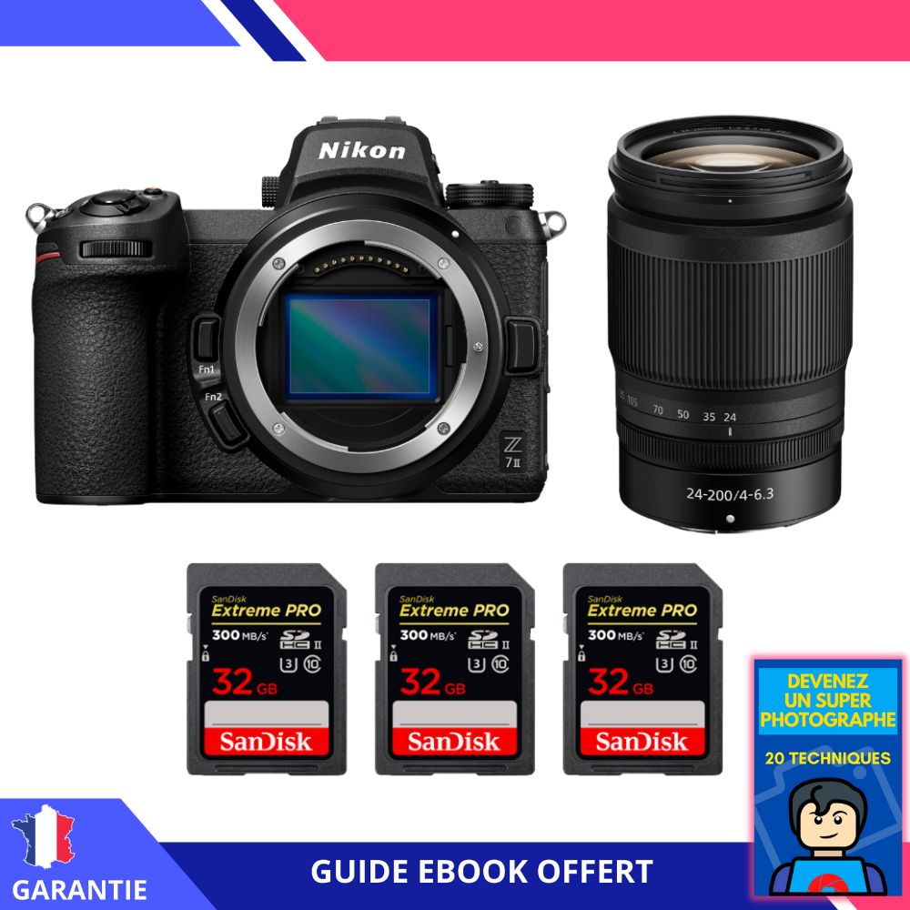 Nikon Z7 II Mirrorless Camera + Z 24-200mm f/4-6.3 VR Lens + 3 SanDisk 32GB Extreme PRO UHS-II SDXC Cards + 'Become a Super Photographer' Ebook