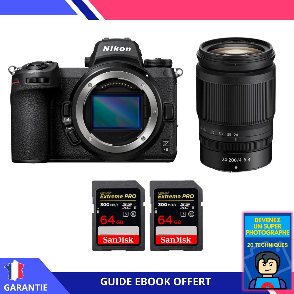Nikon Z7 II Mirrorless Camera Kit with Z 24-200mm f/4-6.3 VR and 2x 64GB SanDisk Extreme PRO SDXC Cards