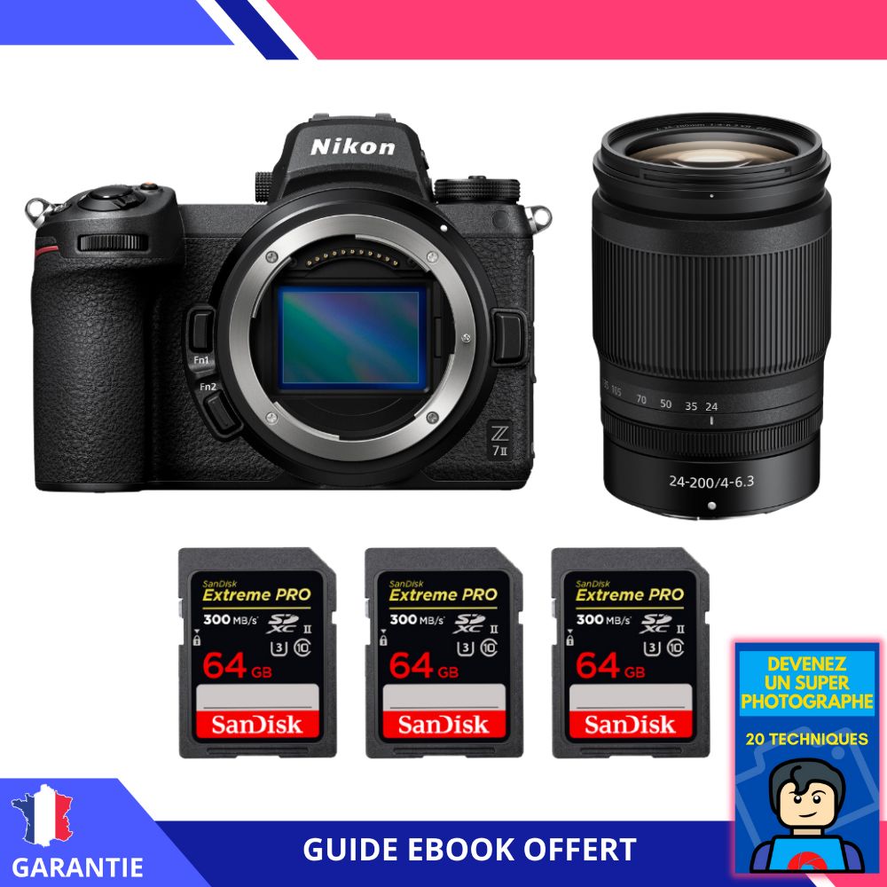 Nikon Z7 II Camera Kit with Z 24-200mm Lens and 3 SanDisk 64GB Extreme PRO SD Cards