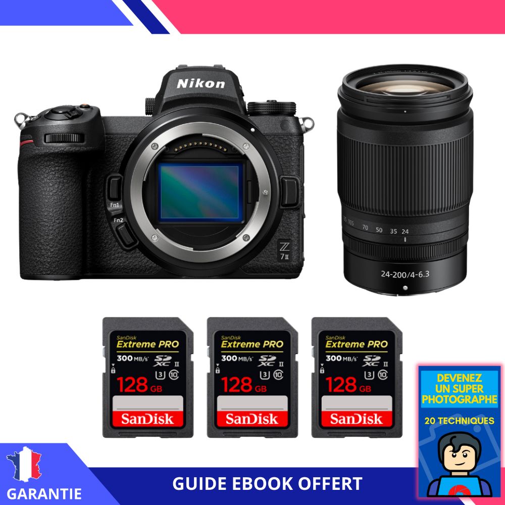 Nikon Z7 II + Z 24-200mm f/4-6.3 VR + 3 SanDisk 128GB Extreme PRO UHS-II SDXC 300 MB/s Memory Cards + Ebook 'Become a Super Photographer'