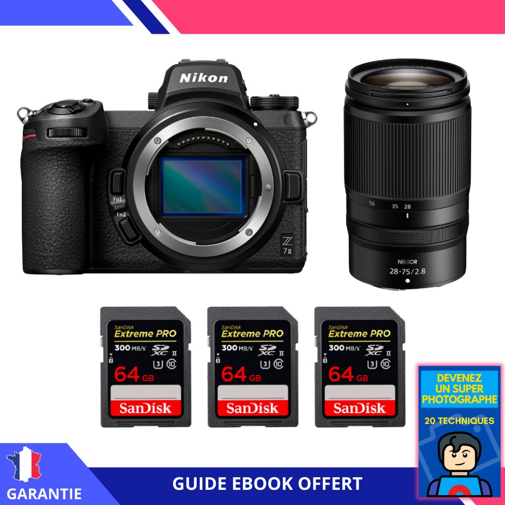 Nikon Z7 II Mirrorless Camera + Z 28-75mm f/2.8 Lens + 3 SanDisk 64GB Extreme PRO UHS-II SDXC Cards