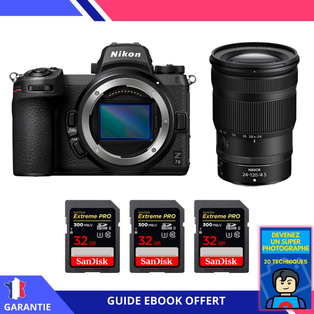 Nikon Z7 II + Z 24-120mm f/4 S Lens + 3x 32GB SanDisk Extreme PRO UHS-II SDXC Cards + 'Become a Super Photographer' Ebook