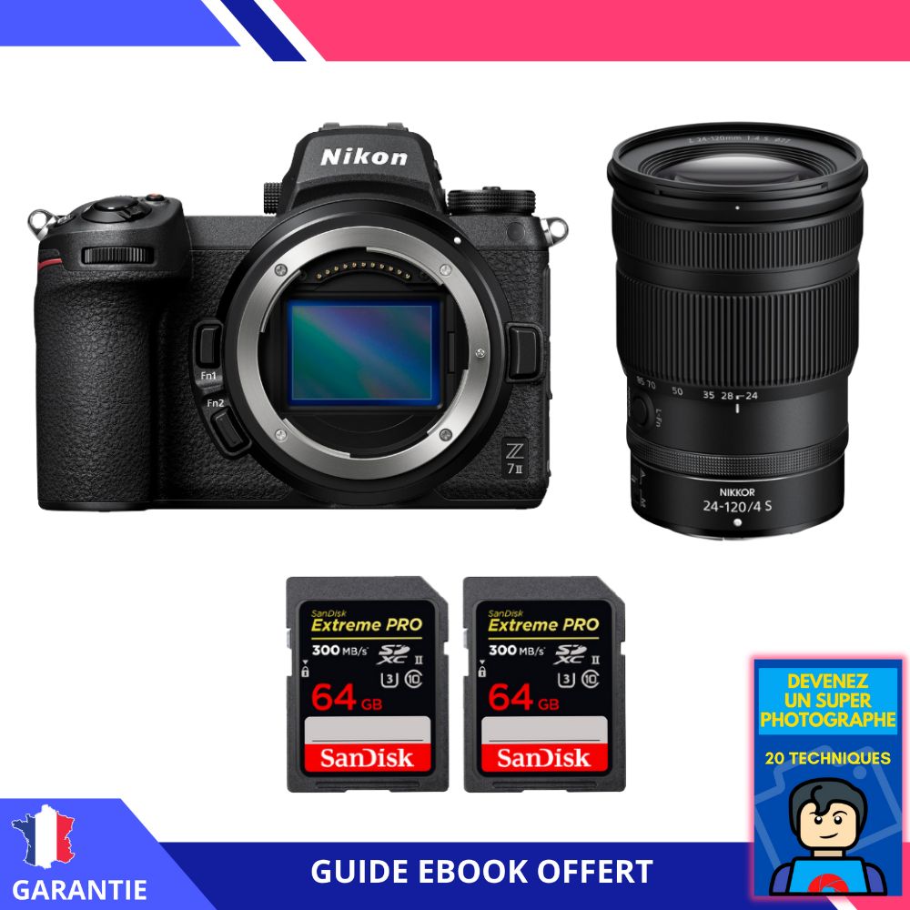 Nikon Z7 II Mirrorless Camera Kit with Z 24-120mm f/4 S Lens + 2 SanDisk 64GB Extreme PRO UHS-II SDXC Cards