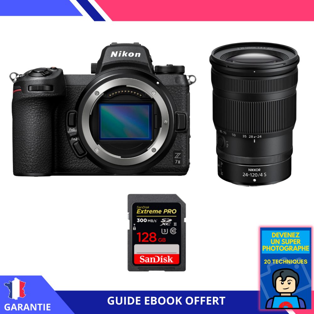 Nikon Z7 II + Z 24-120mm f/4 S + 1 SanDisk 128GB Extreme PRO UHS-II SDXC 300MB/s Memory Card + Ebook 'Become a Super Photographer'