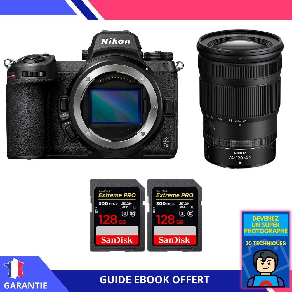 Nikon Z7 II Mirrorless Camera Kit with Z 24-120mm f/4 S Lens + 2 x 128GB SanDisk Extreme PRO SD Cards + Ebook: Become a Super Photographer