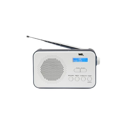 WE Portable Radio DAB+/DAB/FM, Double Alarm Clock, LCD Screen, 2000mAh Rechargeable Battery, Adjustable Brightness, Telescopic Antenna, 2W RMS, Blue
