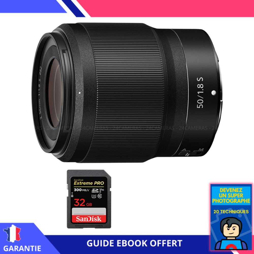 Nikon Z 50mm f/1.8 S Lens + 32GB SanDisk UHS-II Card + 'Become a Super Photographer' Ebook - Nikon Hybrid Camera Lens