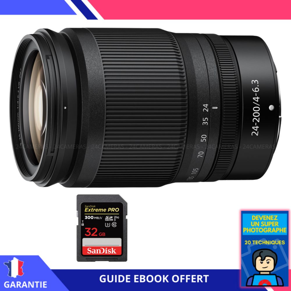 Nikon Z 24-200mm f/4-6.3 VR Lens + 1 SanDisk 32GB UHS-II Card + 'Become a Super Photographer' Ebook - Nikon Hybrid Camera Lens
