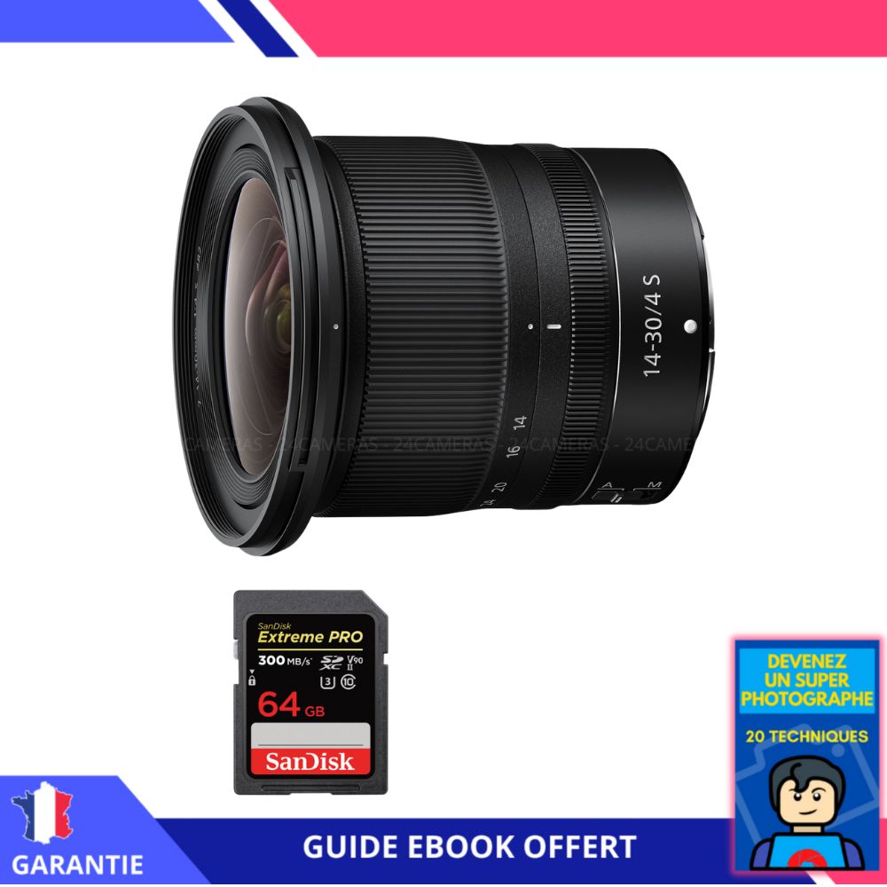Nikon Z 14-30mm f/4 S Lens + 64GB SanDisk UHS-II Card + 'Become a Super Photographer' Ebook - Nikon Hybrid Camera Lens