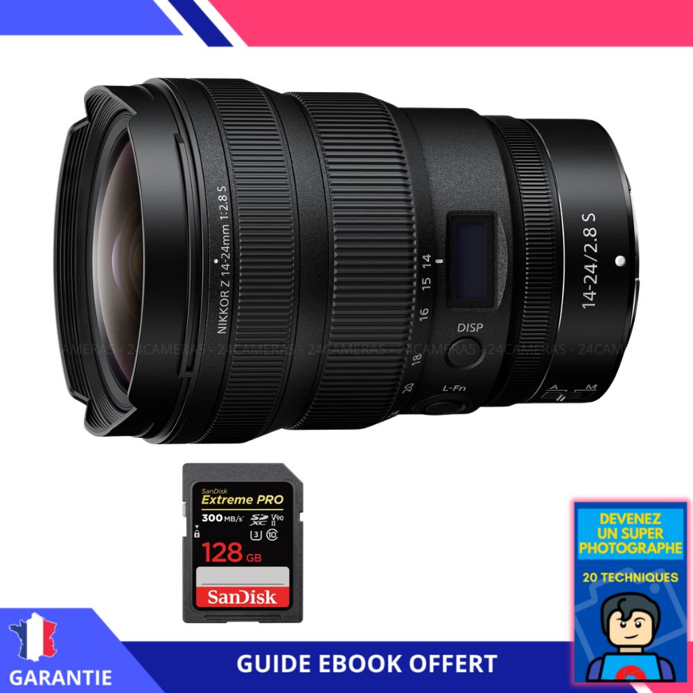 Nikon Z 14-24mm f/2.8 S Lens + 1 SanDisk 128GB UHS-II 300MB/s Card + 'Become a Super Photographer' Ebook - Nikon Hybrid Camera Lens
