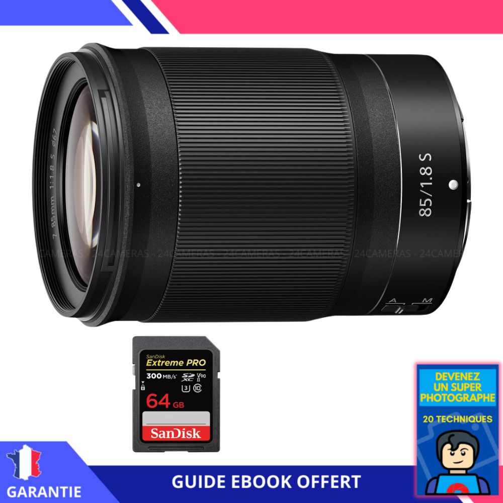 Nikon Z 85mm f/1.8 S + 64GB SanDisk UHS-II 300MB/s Card + Ebook - Become a Super Photographer