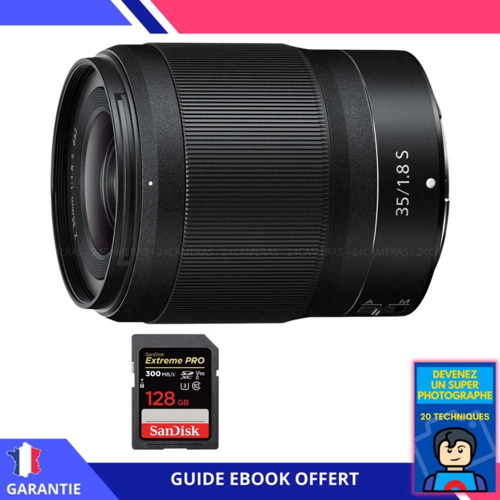 Nikon Z 35mm f/1.8 S Lens + 128GB SanDisk UHS-II Card + 'Become a Super Photographer' Ebook - Nikon Hybrid Camera Lens