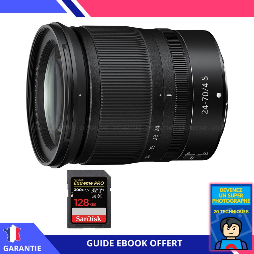 Nikon Z 24-70mm f/4 S Lens + 128GB SanDisk UHS-II Card + 'Become a Super Photographer' Ebook - Nikon Hybrid Camera Lens