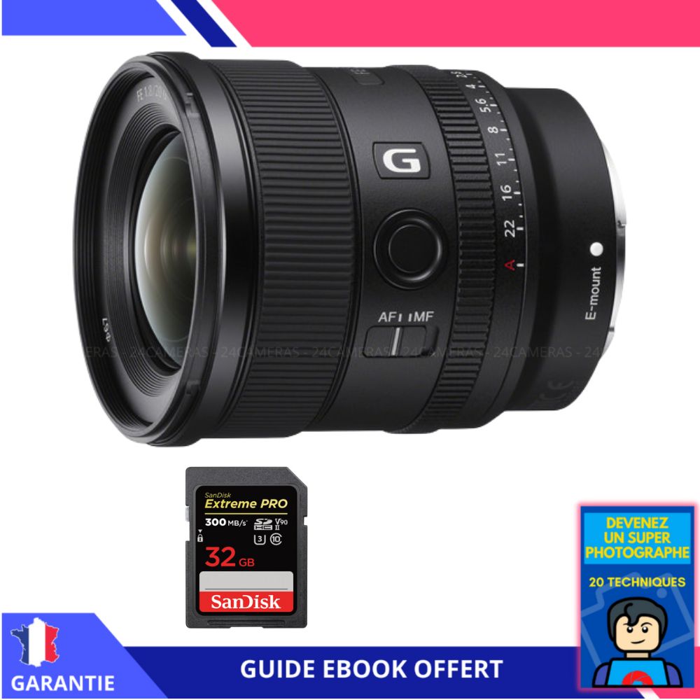 Sony FE 20mm f/1.8 G Lens + 32GB SanDisk Extreme PRO SD Card + Ebook - 'Become a Super Photographer'