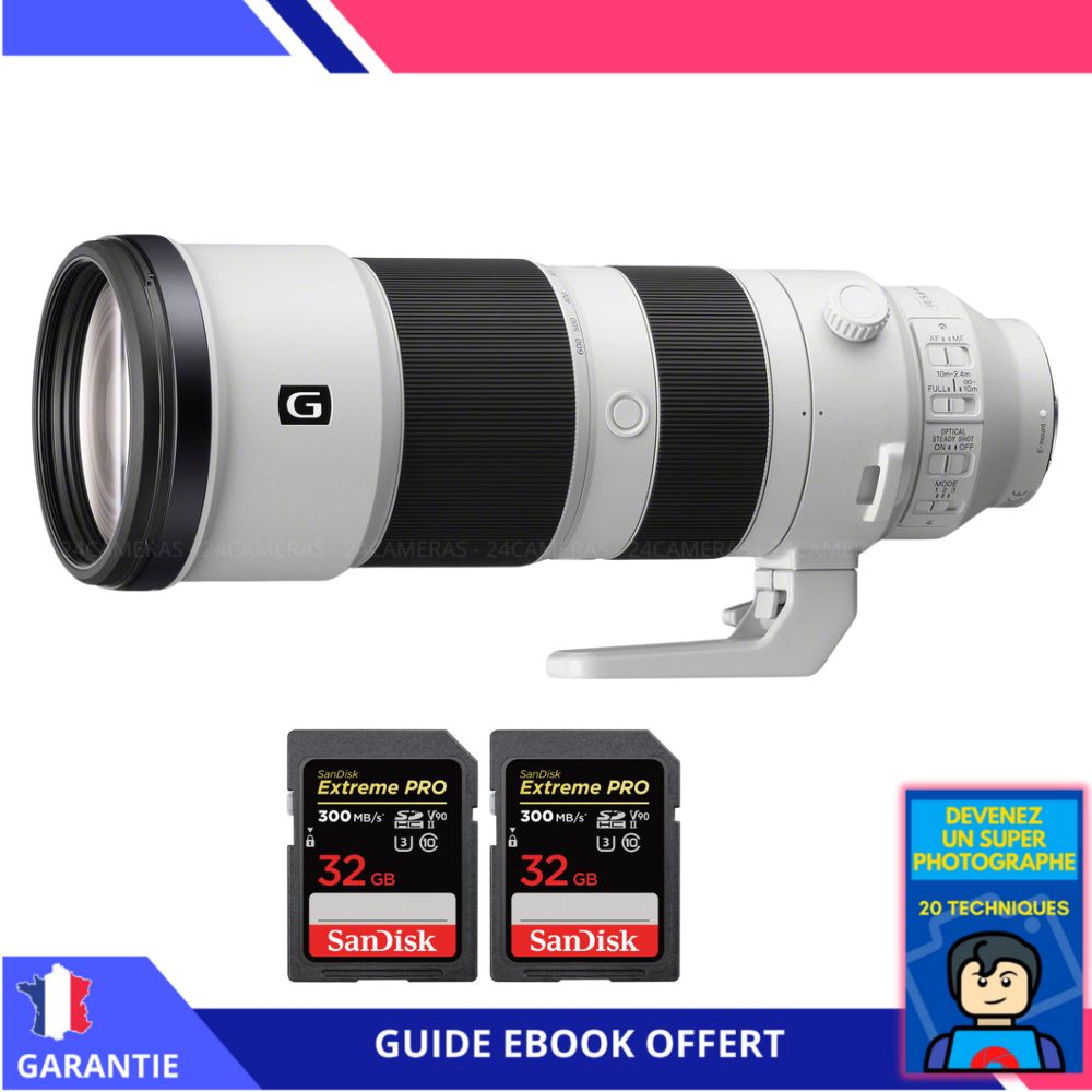 Sony FE 200-600mm f/5.6-6.3 G OSS Lens + 2 SanDisk 32GB UHS-II Cards + 'Become a Super Photographer' Ebook - Sony Hybrid Camera Lens